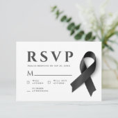 Memorial Modern Simple Memories Black Ribbon RSVP Kaartje (Staand voorkant)