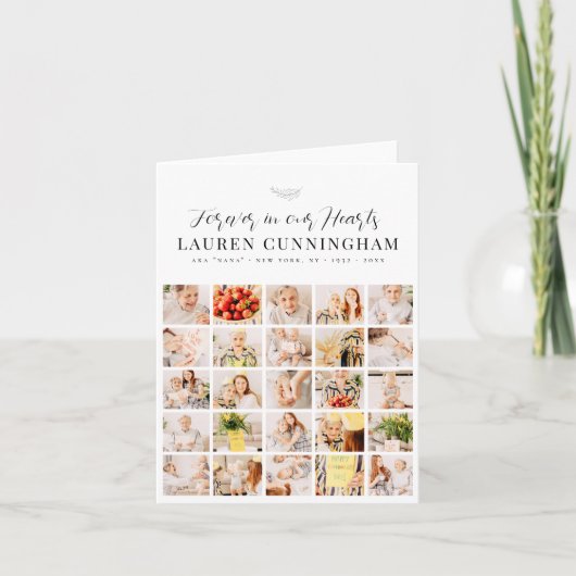 Memorial Modern Simple Minimalist 25 Photo Collage Bedankkaart (Voorkant)