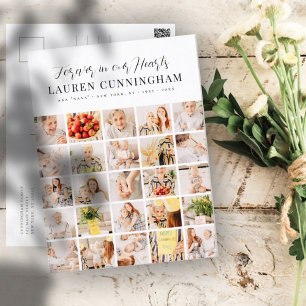 Memorial Modern Simple Minimalist 25 Photo Collage Briefkaart