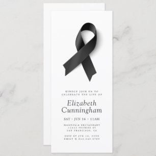 Memorial Modern Simple Minimalist Black Ribbon Kaart
