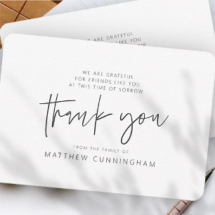 Memorial Modern Simple Minimalist Black & White Bedankkaart