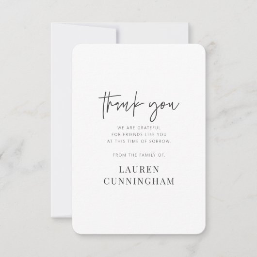 Memorial Modern Simple Minimalist Chic Bedankkaart (Voorkant)
