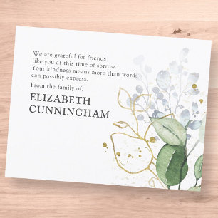 Memorial Modern Waterverf Greenery Foliage Bedankkaart