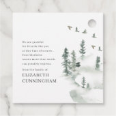 Memorial Modern Waterverf Greenery Pine Forest Bedankjes Labels (Achterkant)