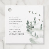 Memorial Modern Waterverf Greenery Pine Forest Bedankjes Labels (Voorkant)