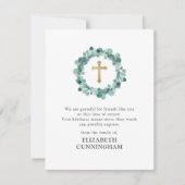 Memorial Modern Waterverf Wreator Gold Cross Bedankkaart (Voorkant)