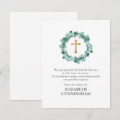 Memorial Modern Waterverf Wreator Gold Cross Bedankkaart (Voorkant / Achterkant)