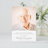 Memorial Moderne Simple Elegant Chic Custom Photo Bedankkaart (Staand voorkant)