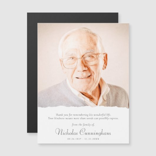 Memorial Moderne Simple Elegant Chic-kaart (Voorkant / Achterkant)