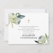 Memorial Moderne Waterverf Floral Gold Cross Bedankkaart (Voorkant)