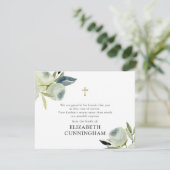 Memorial Moderne Waterverf Floral Gold Cross Bedankkaart (Staand voorkant)