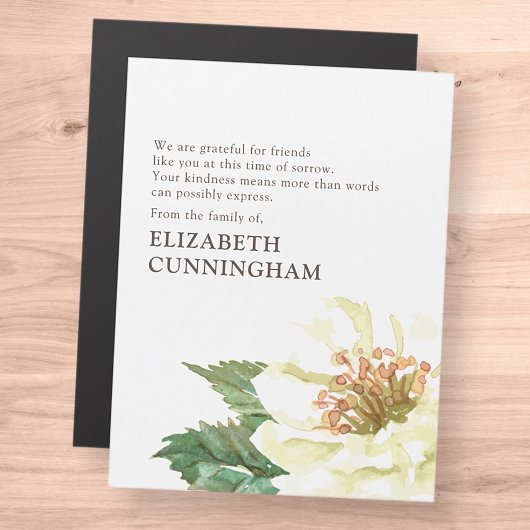 Memorial Moderne Waterverf Floral Hartelijk dank