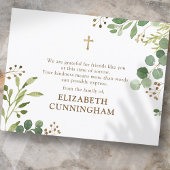 Memorial Moderne Waterverf Foliage Gold Cross Bedankkaart