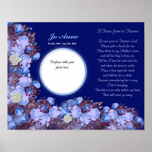 Memorial - Moeder - ALS Rozen in de hemel groeien Poster (Voorkant)