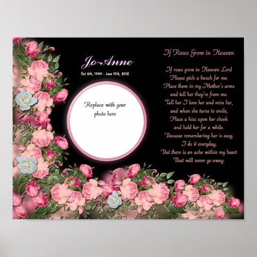 Memorial - Moeder - ALS Rozen in de hemel groeien Poster (Voorkant)