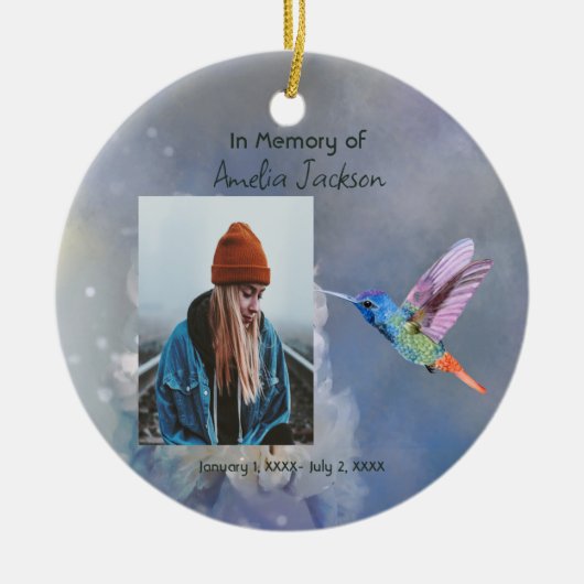 Memorial Mooie Tuin Bloem Kolibrie Keramisch Ornament (Voorkant)