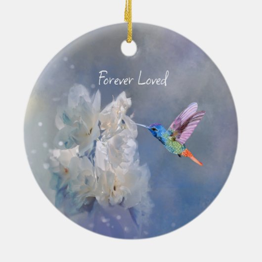 Memorial Mooie Tuin Bloem Kolibrie Keramisch Ornament (Achterkant)