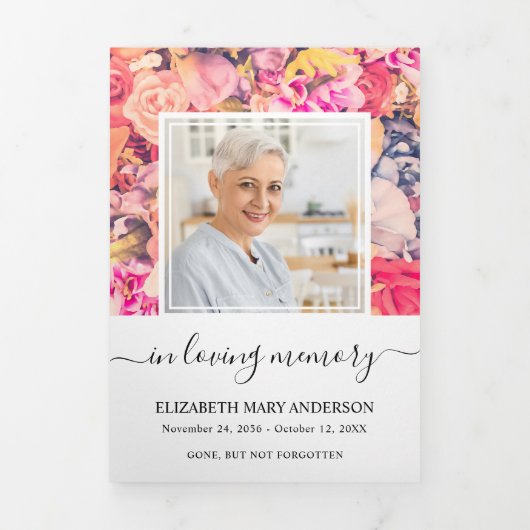 Memorial Multiple Floral Funeral Tri-Fold Programm Drieluik Programma (Cover)