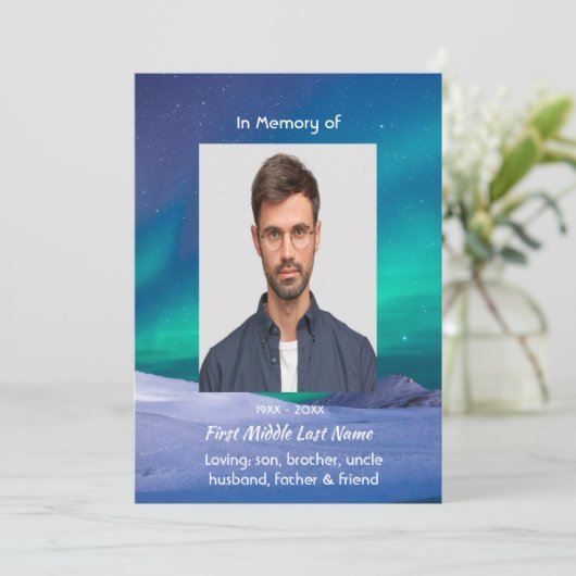 Memorial Northern Lights Aurora Borealis Kaart (Staand voorkant)