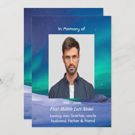 Memorial Northern Lights Aurora Borealis Kaart (Voorkant / Achterkant)