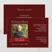 Memorial Notice Burgundy Pinstripe Banner Kaart (Voorkant / Achterkant)