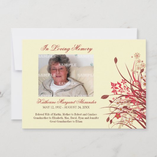 Memorial Notice Wildbloemen Kaart (Voorkant)