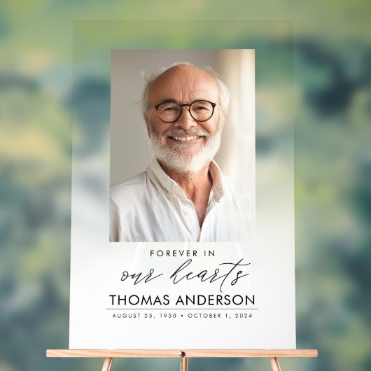 Memorial of begrafenisfoto tribute wit vervaagd acryl bord (Neutraal)