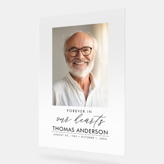 Memorial of begrafenisfoto tribute wit vervaagd acryl bord (Hoek)