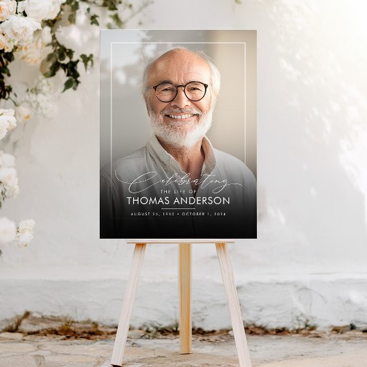 Memorial of begrafenisfoto tribute zwart vervaagd acryl bord