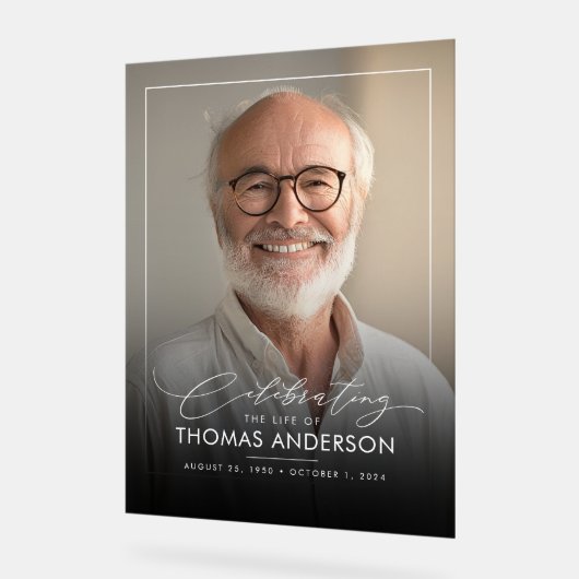 Memorial of begrafenisfoto tribute zwart vervaagd acryl bord (Hoek)