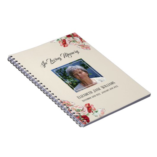 Memorial of Funeral Book Waterverf Poppies Notitieboek (Rechterzijde)