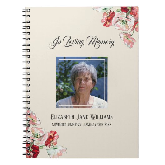 Memorial of Funeral Book Waterverf Poppies Notitieboek (Voorkant)