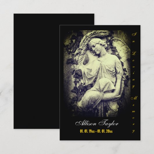Memorial of Funeral Card - met Angel Save The Date (Voorkant / Achterkant)