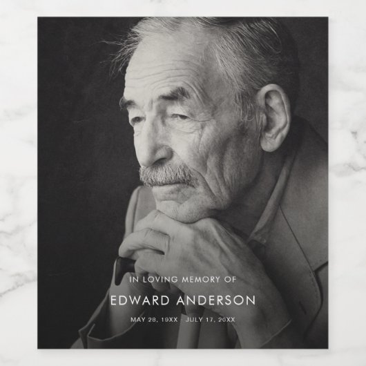 Memorial of Funeral Photo Tribute Keepomwille Wijn Etiket (Enkel label)