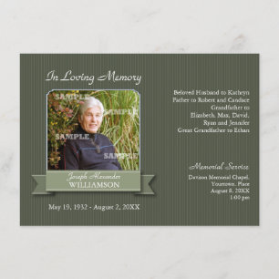 Memorial Olive Pinstripe Banner Kaart