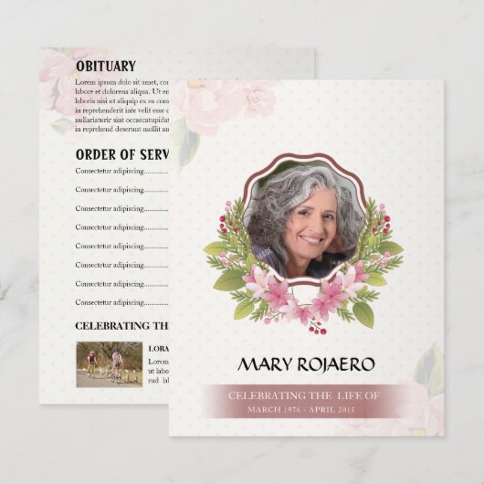 Memorial Order of Service Funeral Card Kaart (Voorkant / Achterkant)