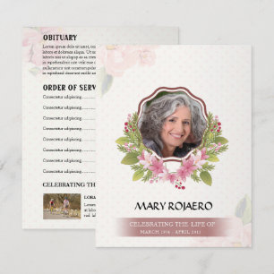 Memorial Order of Service Funeral Card Kaart
