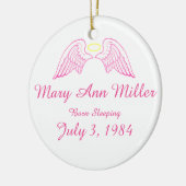 Memorial Ornament Angel Wings Halo PINK (Links)
