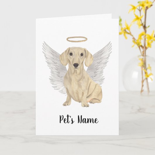 Memorial over Cream Smooth Dachshund Kaart (Gele Bloem)