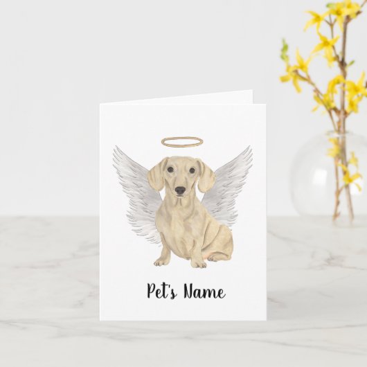 Memorial over Cream Smooth Dachshund Kaart (Gele Bloem)