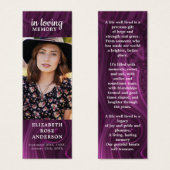 Memorial Paars Marble Funeral Prayer Bladwijzer Mini Visitekaartjes (Voorkant /achterkant)