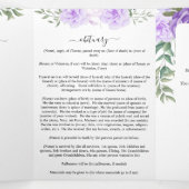 Memorial Paarse Waterverf Floral Funeral Drieluik Programma (Binnenkant midden)