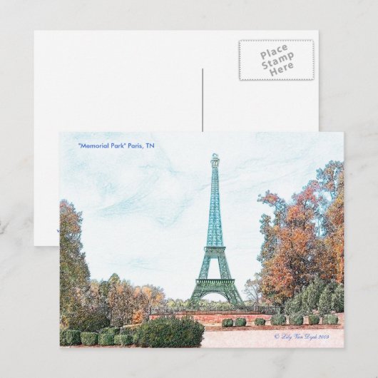 "Memorial Park" Paris, TN, Briefkaart (Voorkant / Achterkant)