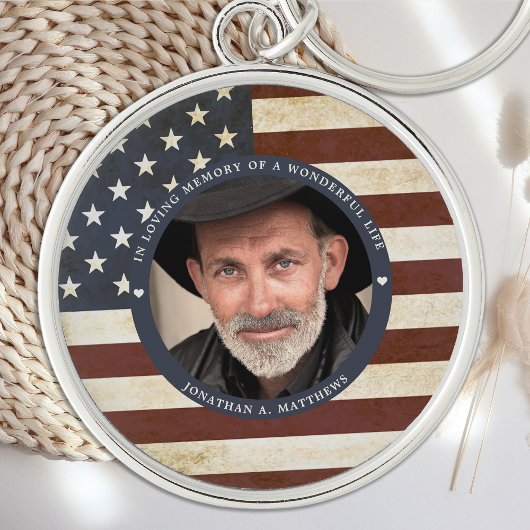 Memorial  Patriotic American Flag Foto Sleutelhanger