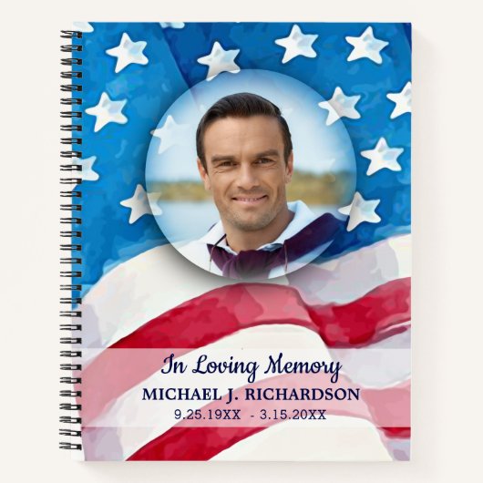 Memorial Patriotic Flag Veteran Funeral Guestbook Notitieboek (Voorkant)