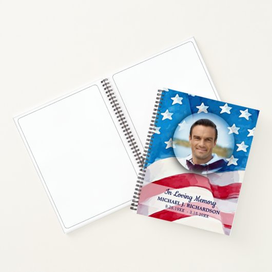 Memorial Patriotic Flag Veteran Funeral Guestbook Notitieboek (Binnen)