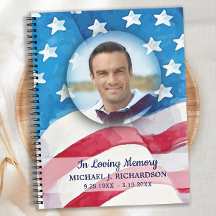 Memorial Patriotic Flag Veteran Funeral Guestbook Notitieboek