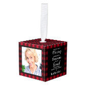 Memorial Personalized 3 Foto Red Pset Decoratie (Voorkant hoekig)