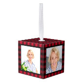 Memorial Personalized 3 Foto Red Pset Decoratie (Achter hoekig)