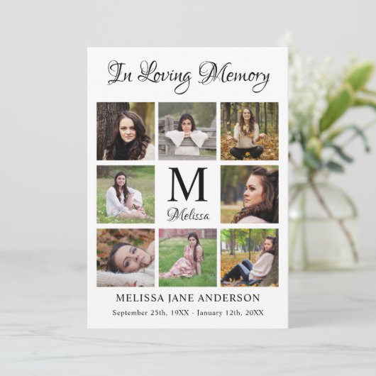 Memorial Personalized 8 Photo Service Funeral Programmakaart (Staand voorkant)